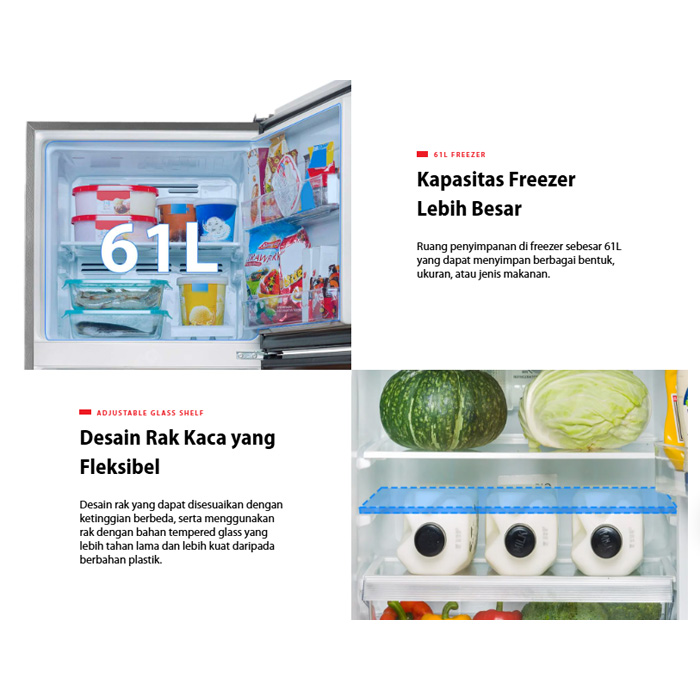 Toshiba Kulkas 2 Pintu Anti Bakteri Inverter 180 L - GR-RT234-WEPMF | GRRT234WEPMF